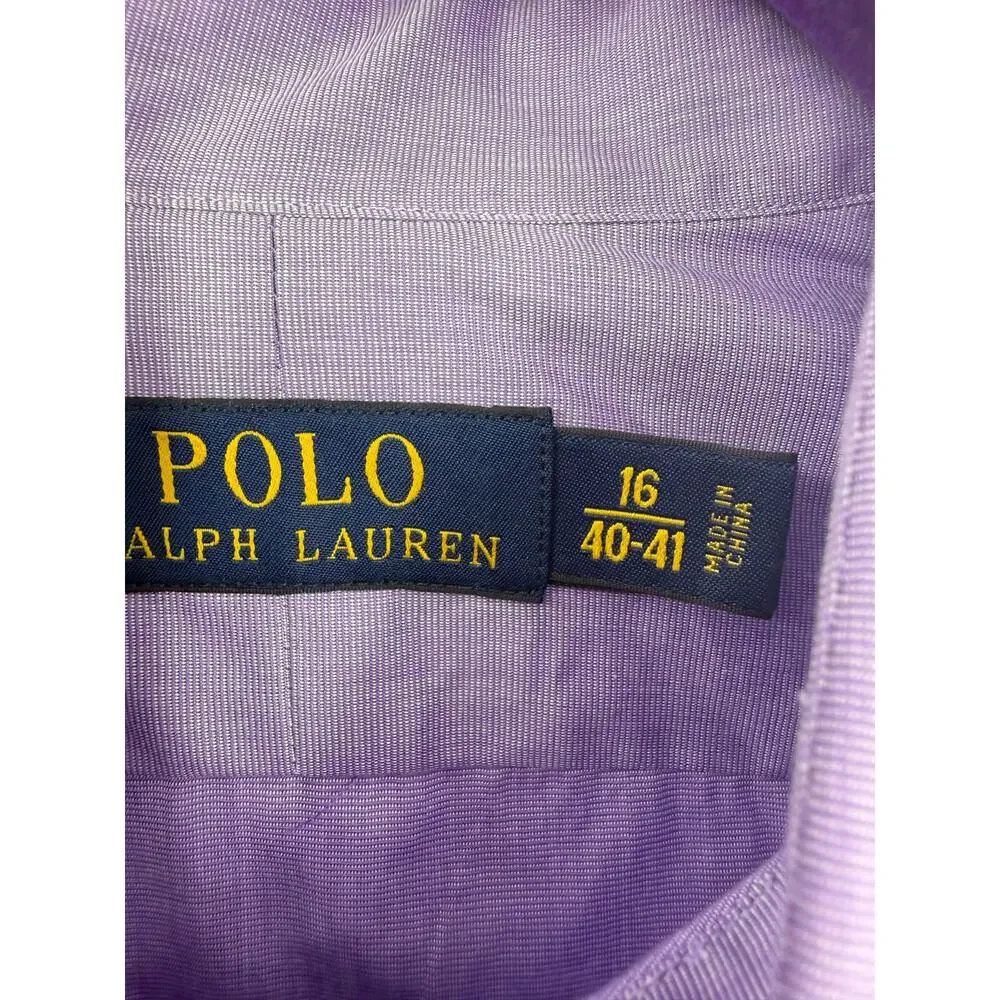 Polo Ralph Lauren Mens Button Up Shirt Size 16 /40-41 Purple Preppy Classic
